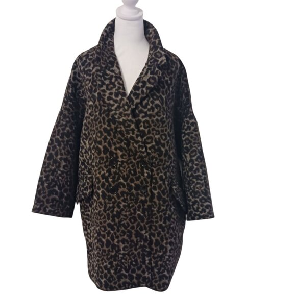Coach Leopard Print Oversized Coat Size Large, Luxury, Wool Blend, Elevated - Picture 3 of 16